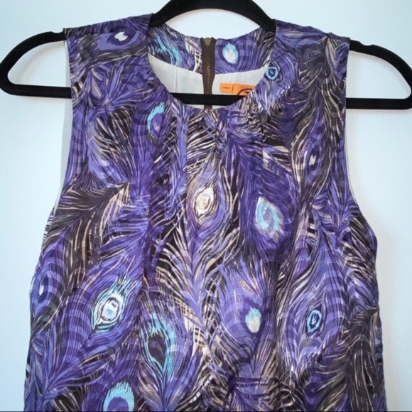 Tory Burch Silk Blend Peacock Feather Dress EUC Size 4 - Picture 4 of 9